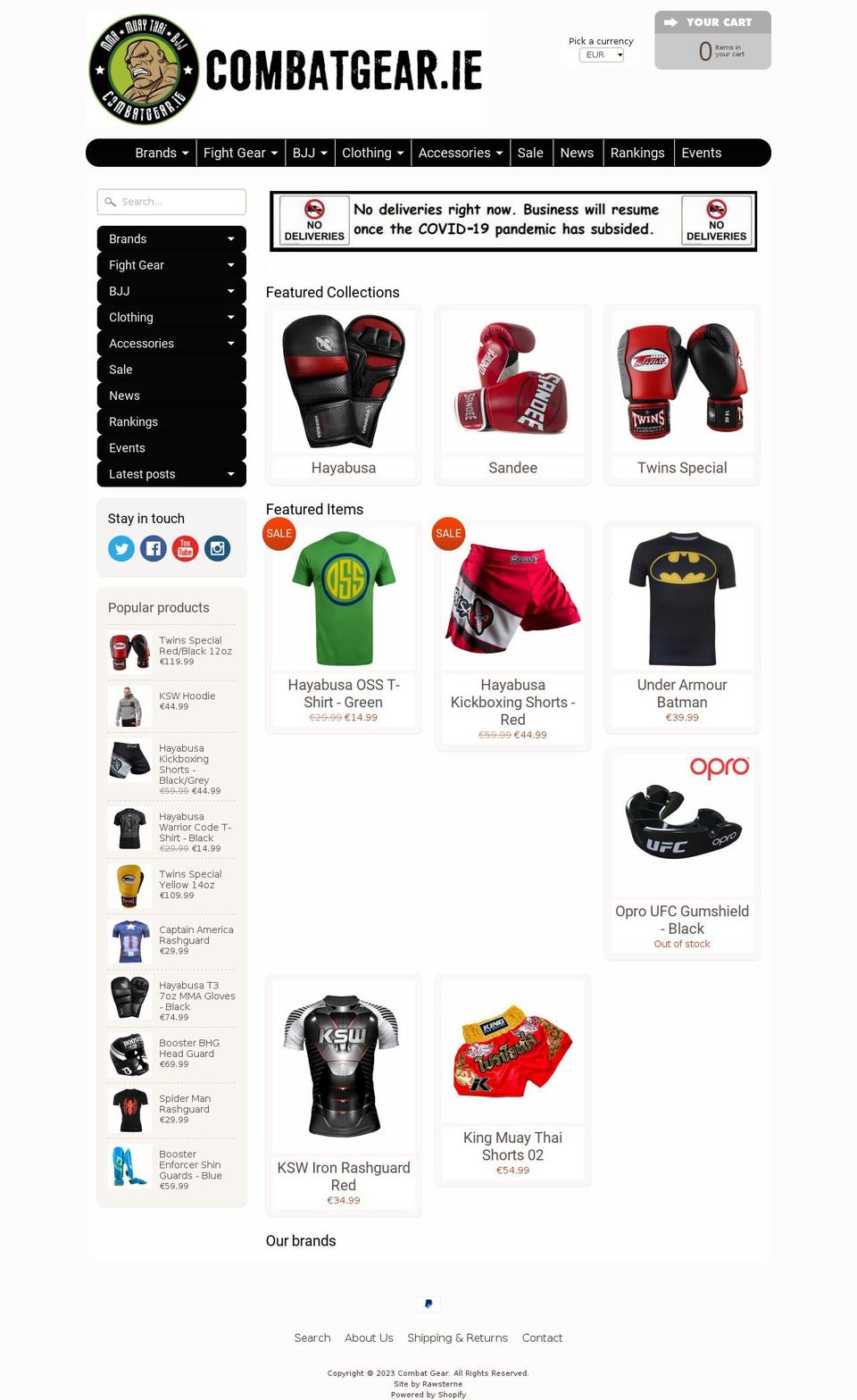 combatgear.ie shopify website screenshot