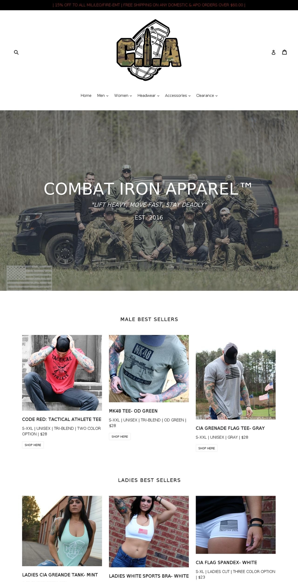 combatironapparel.com shopify website screenshot