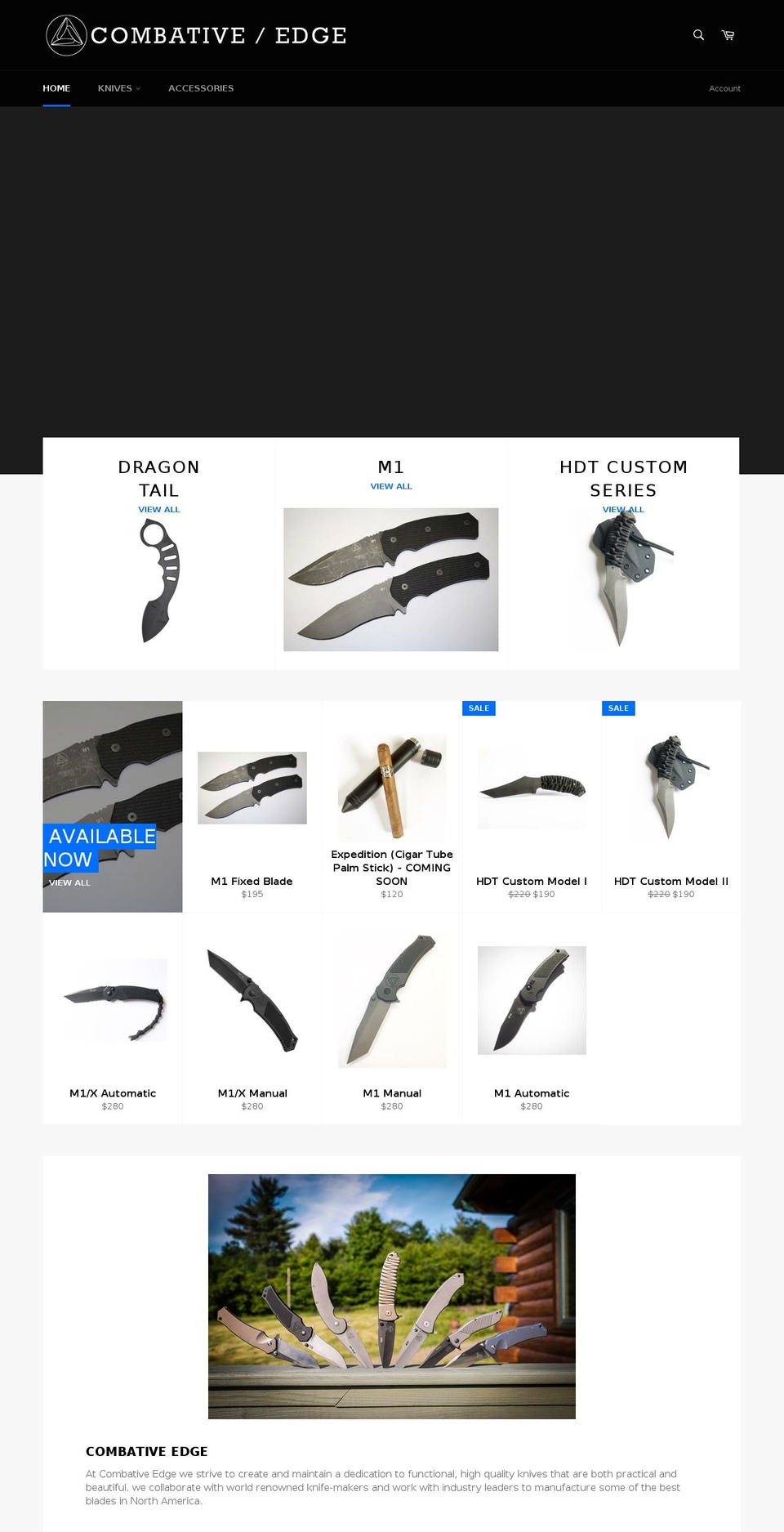combativeedgeknives.com shopify website screenshot