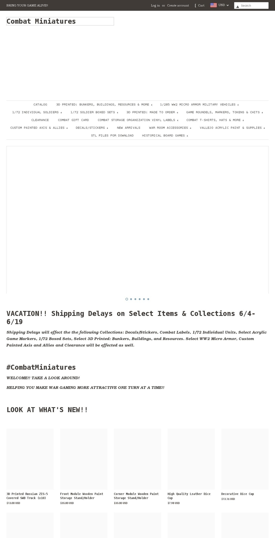 combatminiatures.org shopify website screenshot