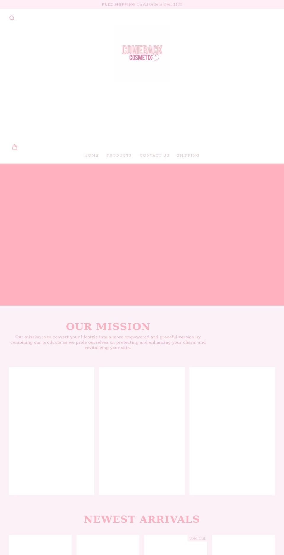 comebackcosmetix.com shopify website screenshot