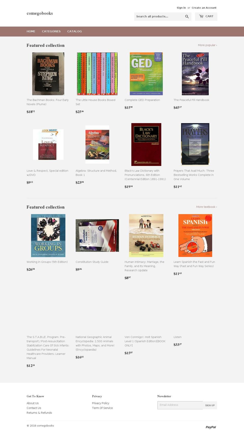 comegobooks.com — Shopify storefront screenshot