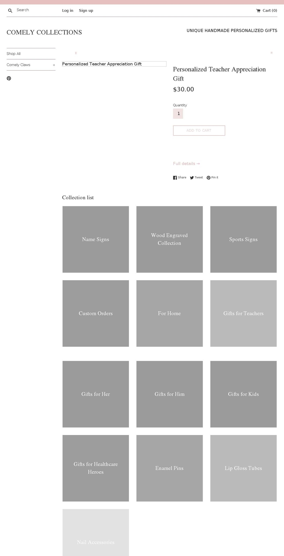comelycollections.com shopify website screenshot