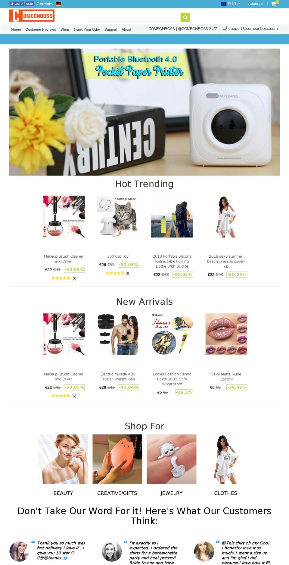 comeonboss.com shopify website screenshot