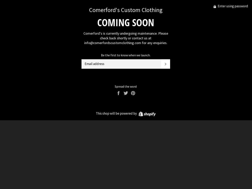 Work in Progress Shopify theme site example comerfordscustomclothing.com