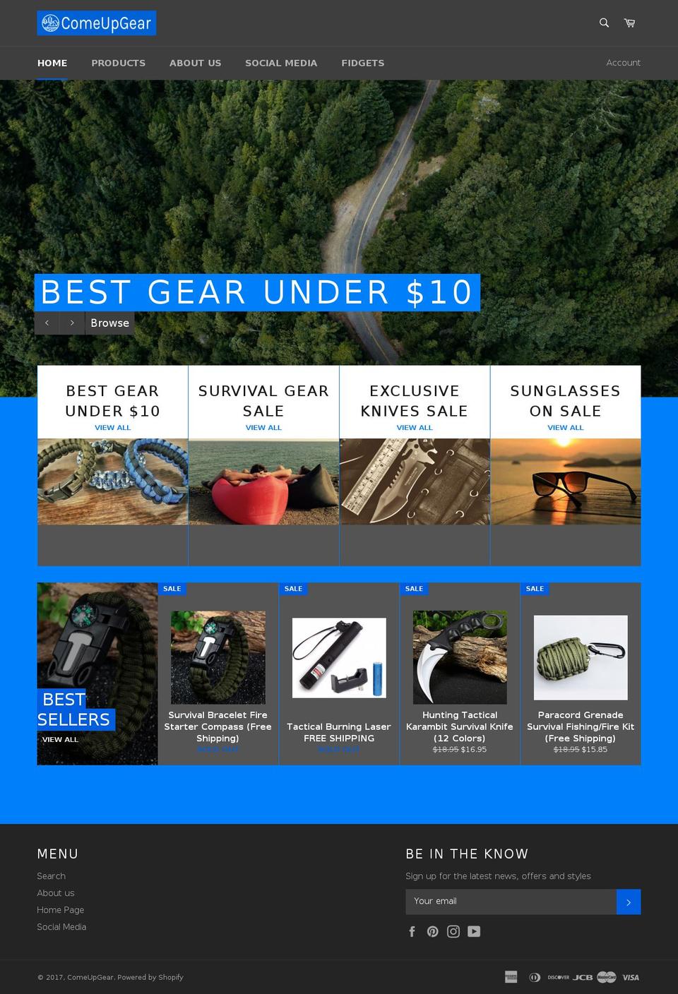 comeupgear.com shopify website screenshot