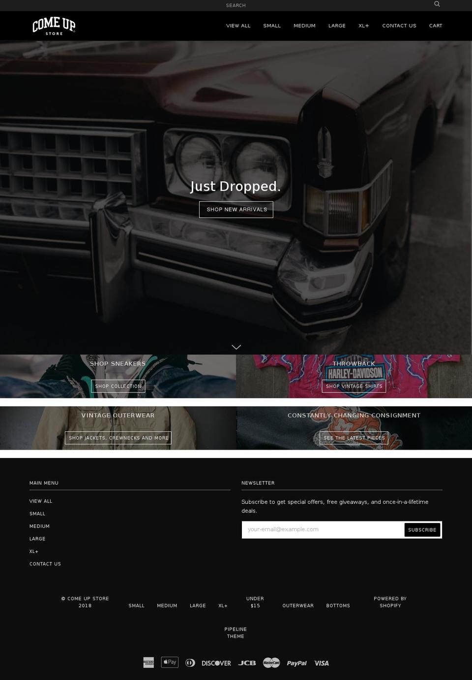 comeupstore.com shopify website screenshot