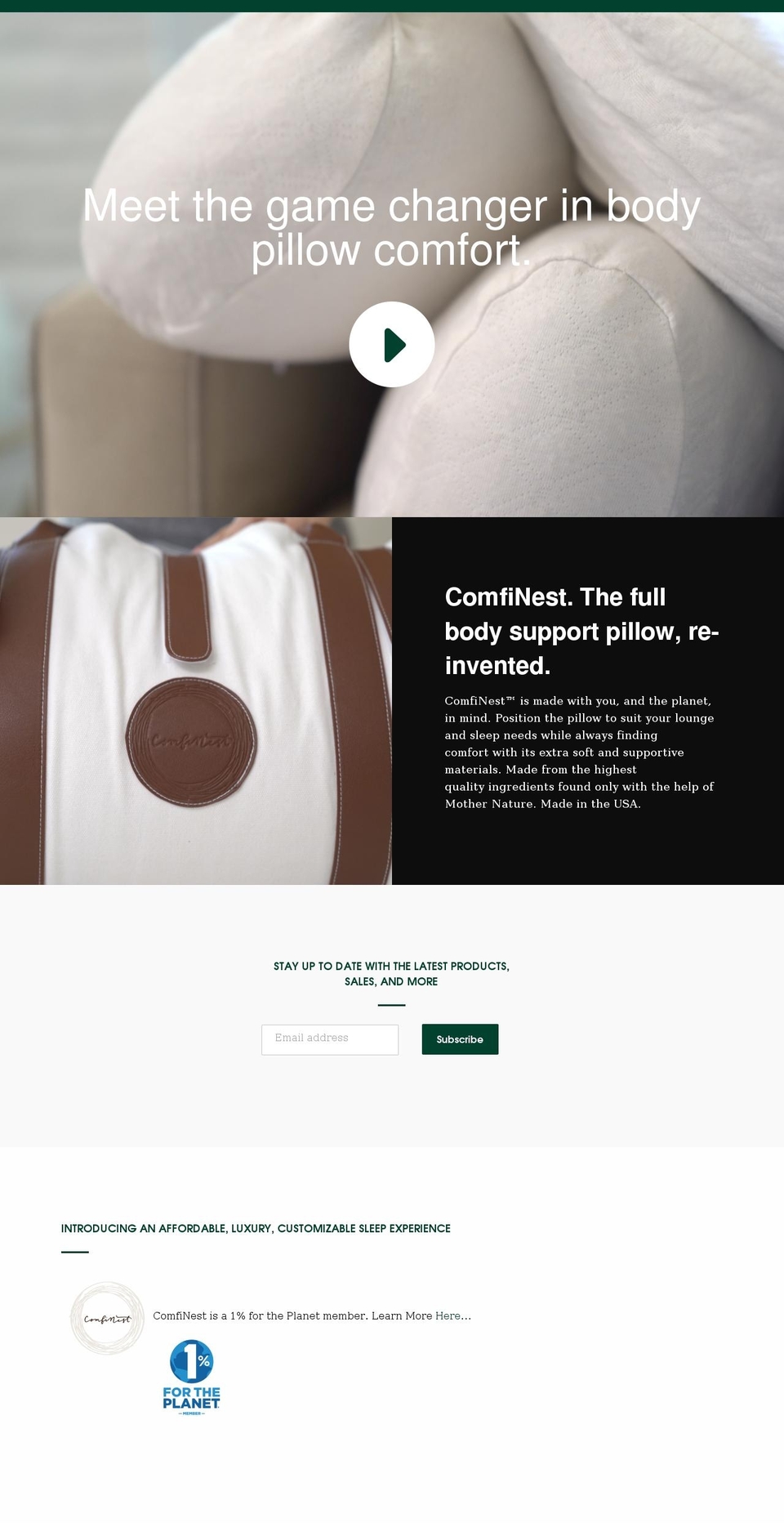 comfinestpillow.com shopify website screenshot