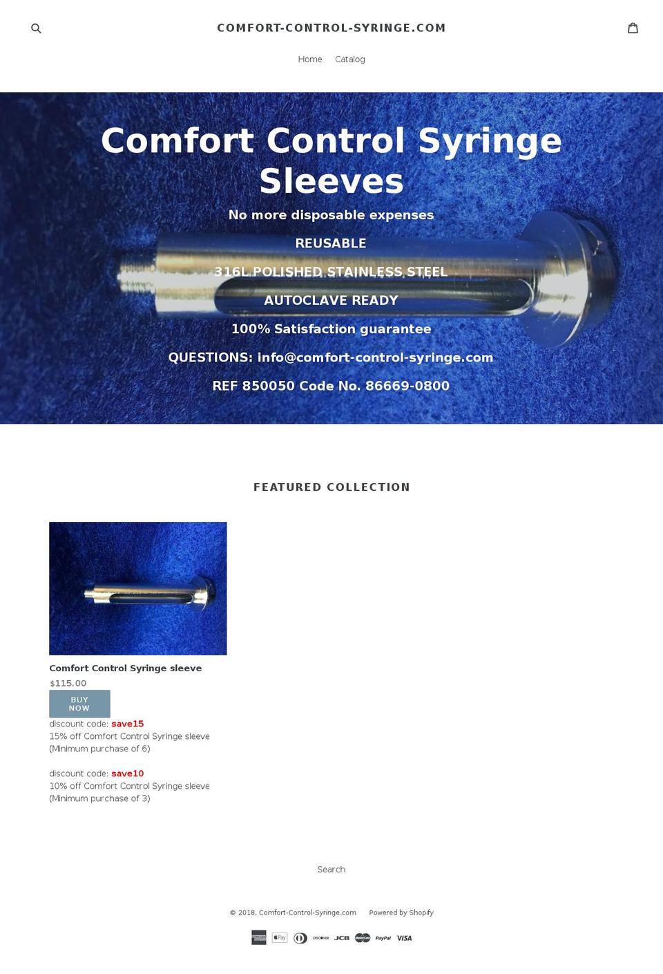 comfort-control-syringe.com — Shopify storefront screenshot