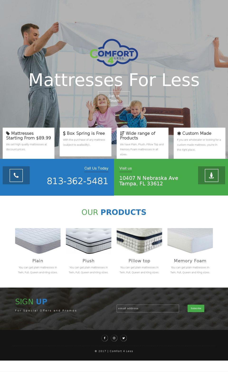 comfort4lesstampa.com shopify website screenshot