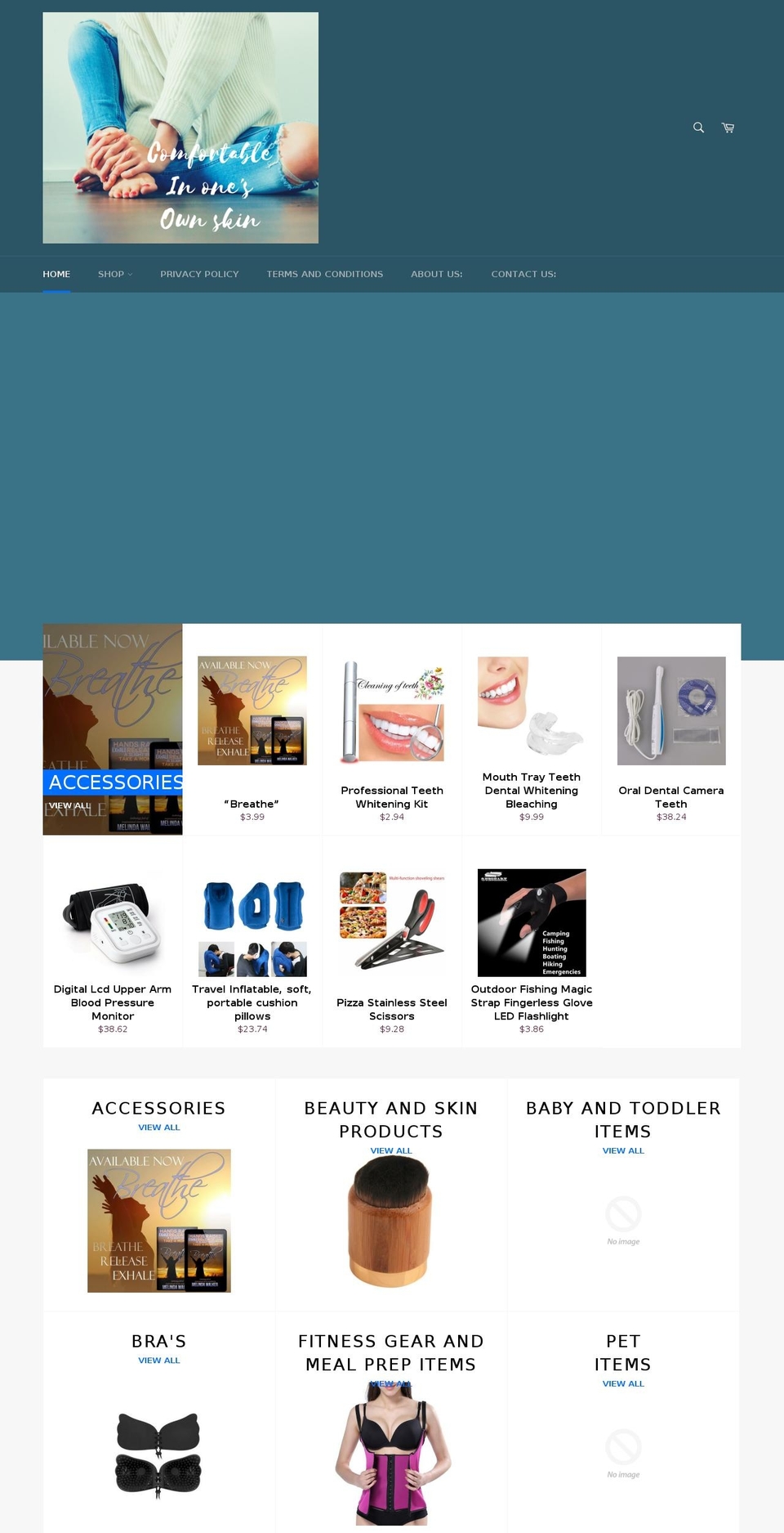 comfortableinonesownskin.com — Shopify storefront screenshot