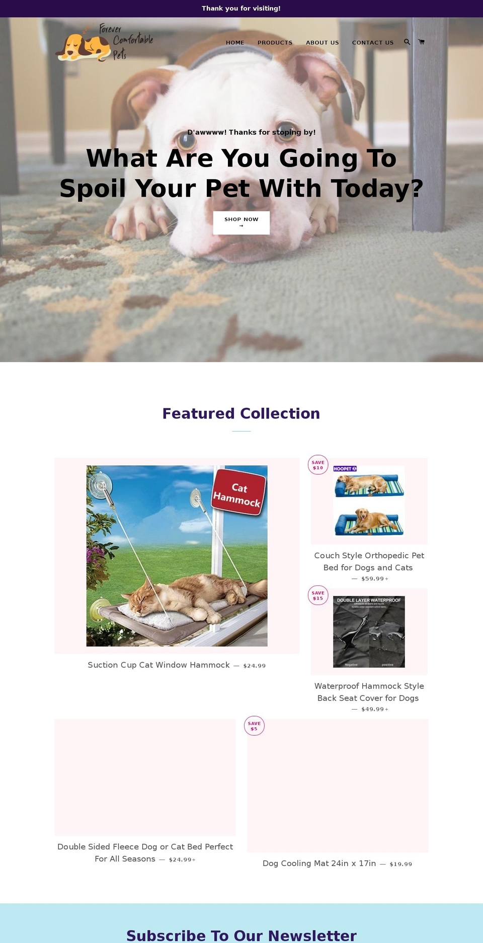 comfortablepets.com — Shopify storefront screenshot