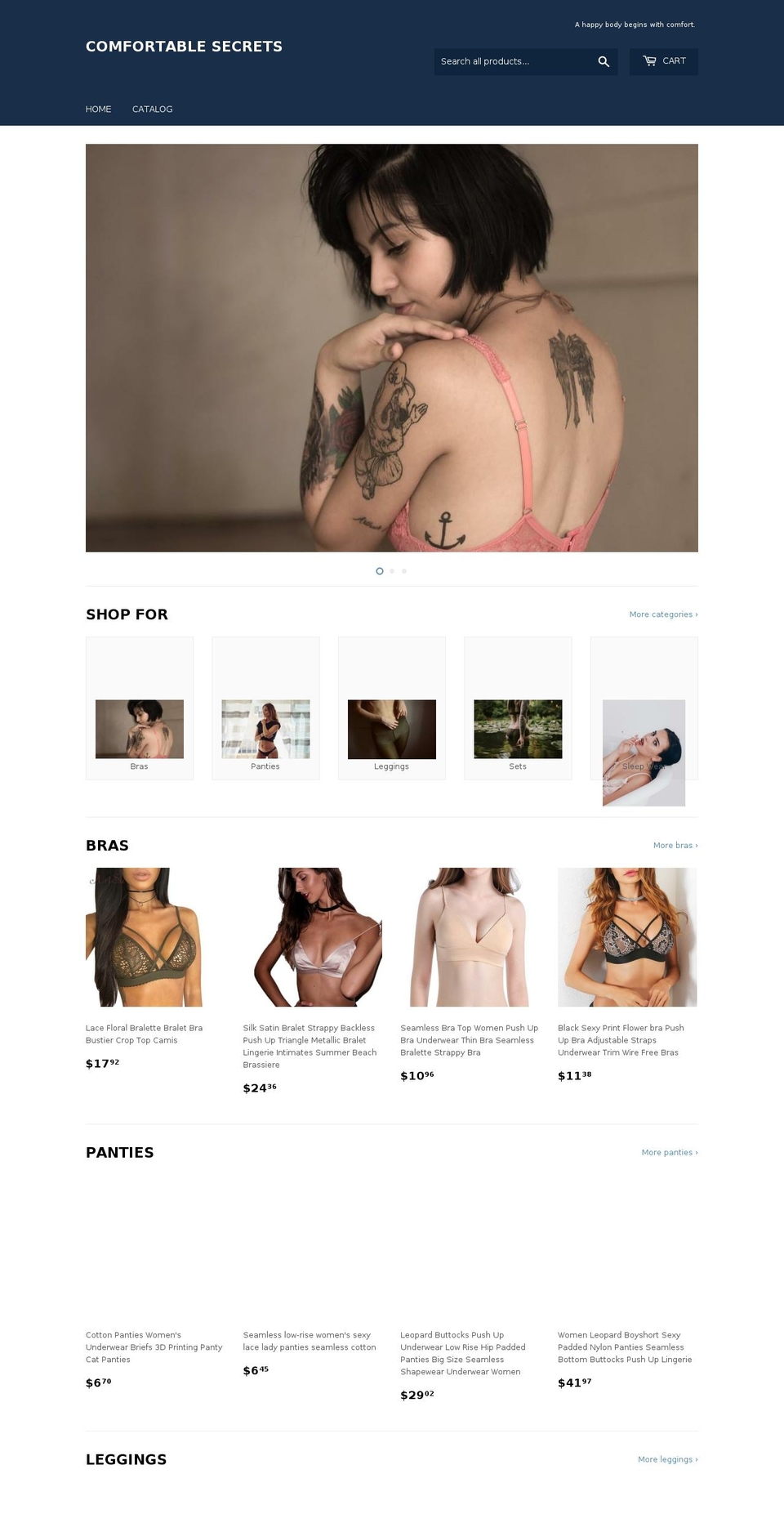 comfortablesecrets.com — Shopify storefront screenshot
