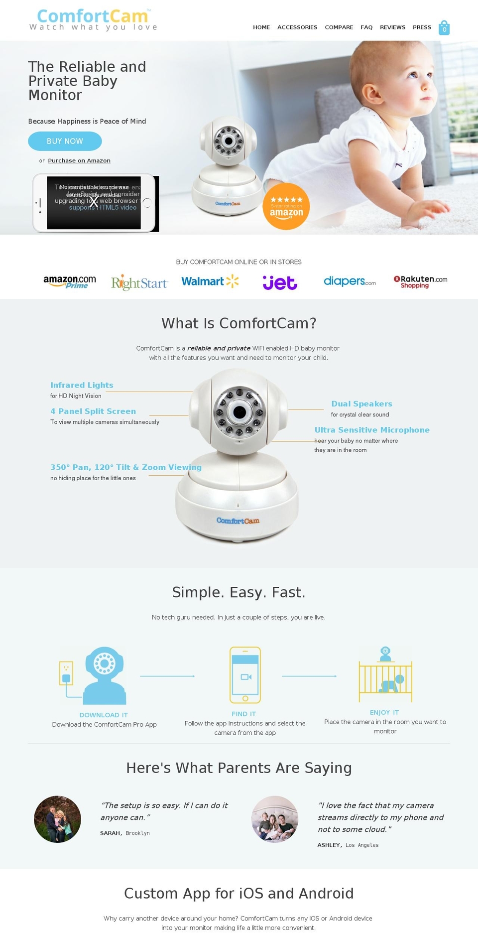 comfortcam.com shopify website screenshot
