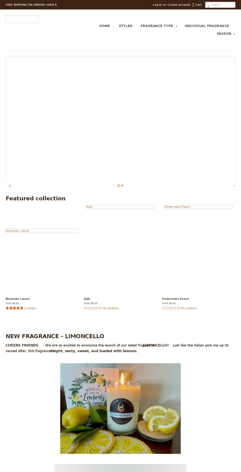 comfortcandlecompany.com shopify website screenshot