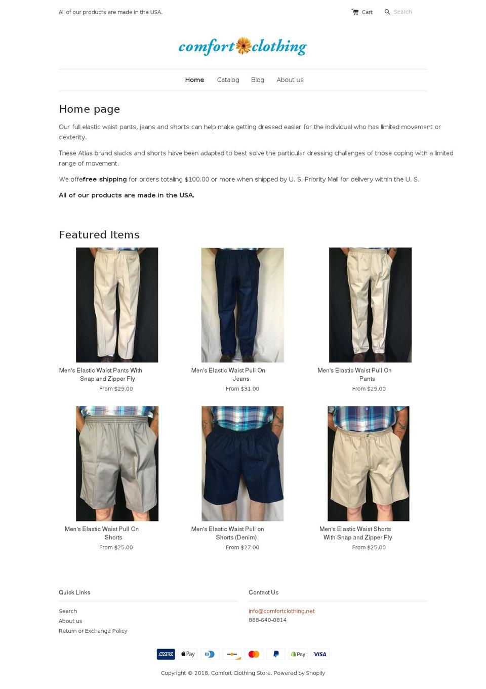 comfortclothing.net shopify website screenshot