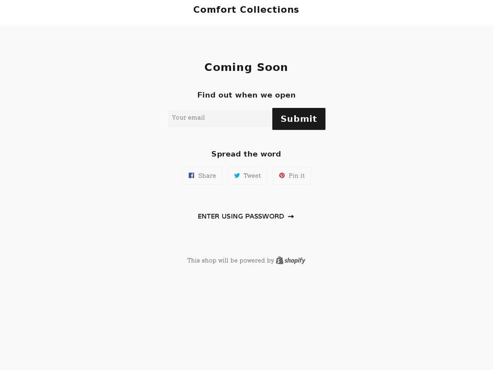 comfortcollections.com shopify website screenshot