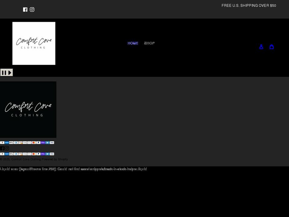 Dark and dreamy Shopify theme site example comfortcoveclothing.com