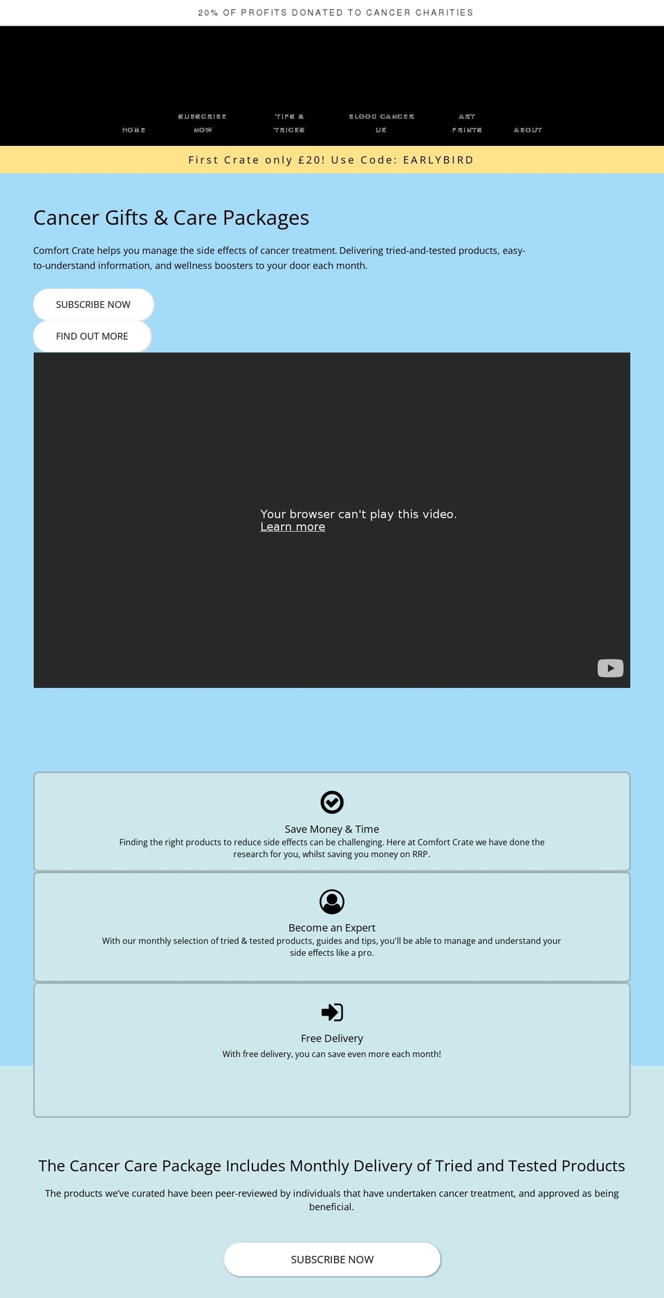 comfortcrate.com shopify website screenshot