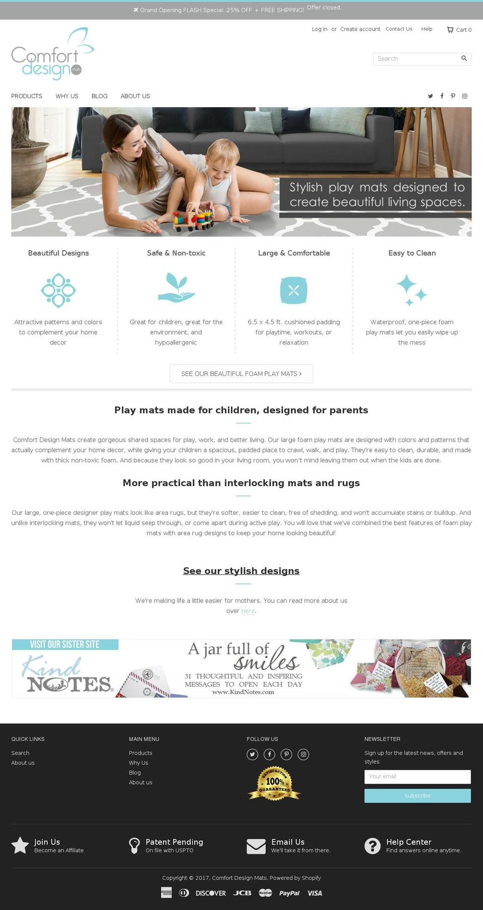 comfortdesignmats.com shopify website screenshot