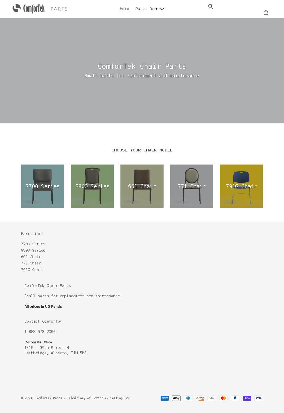 comfortekparts.com shopify website screenshot