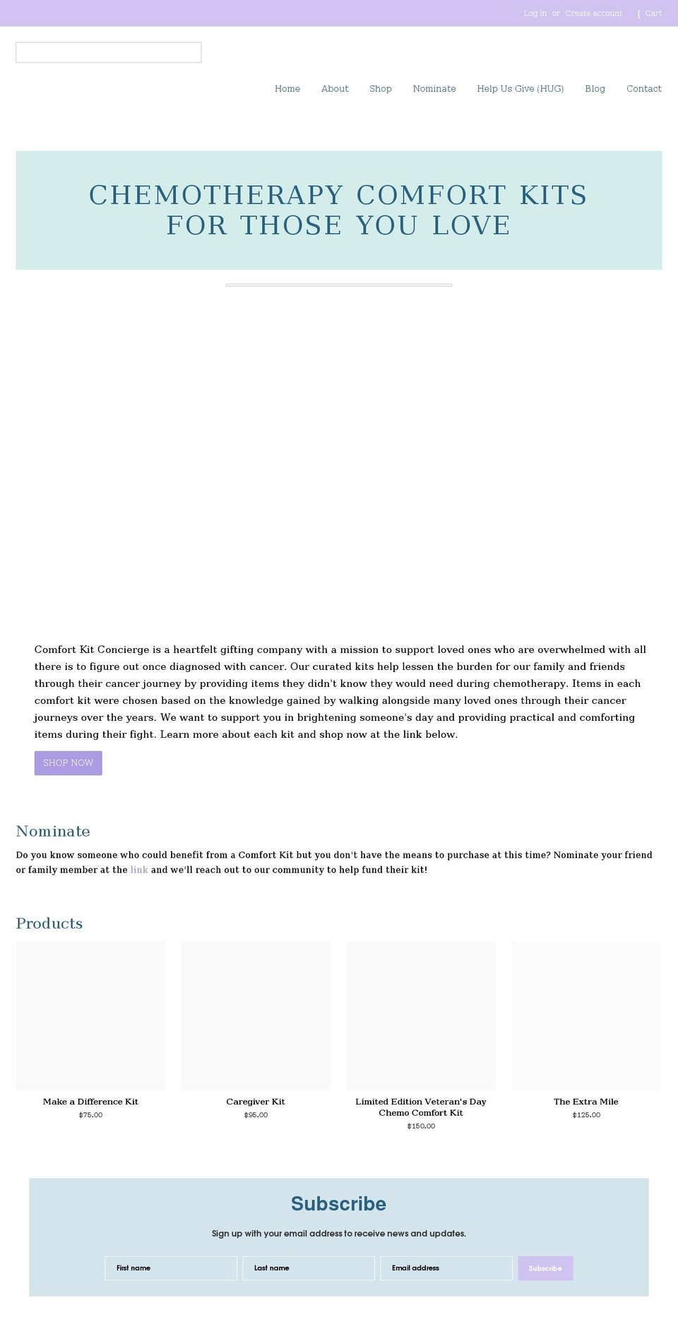 comfortkitconcierge.com shopify website screenshot