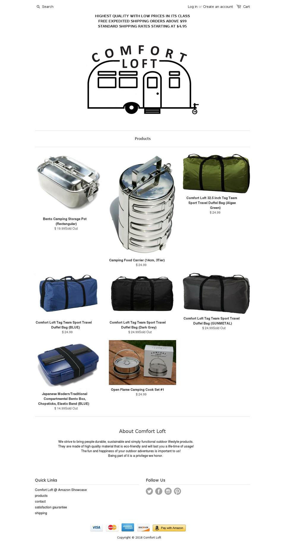 comfortloft.net shopify website screenshot