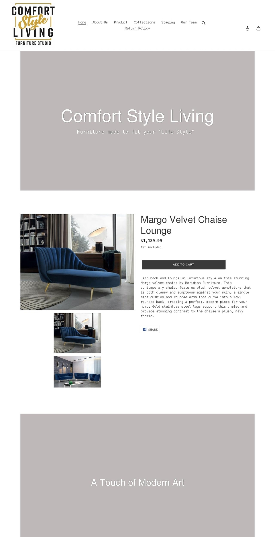 comfortstyleliving.com shopify website screenshot