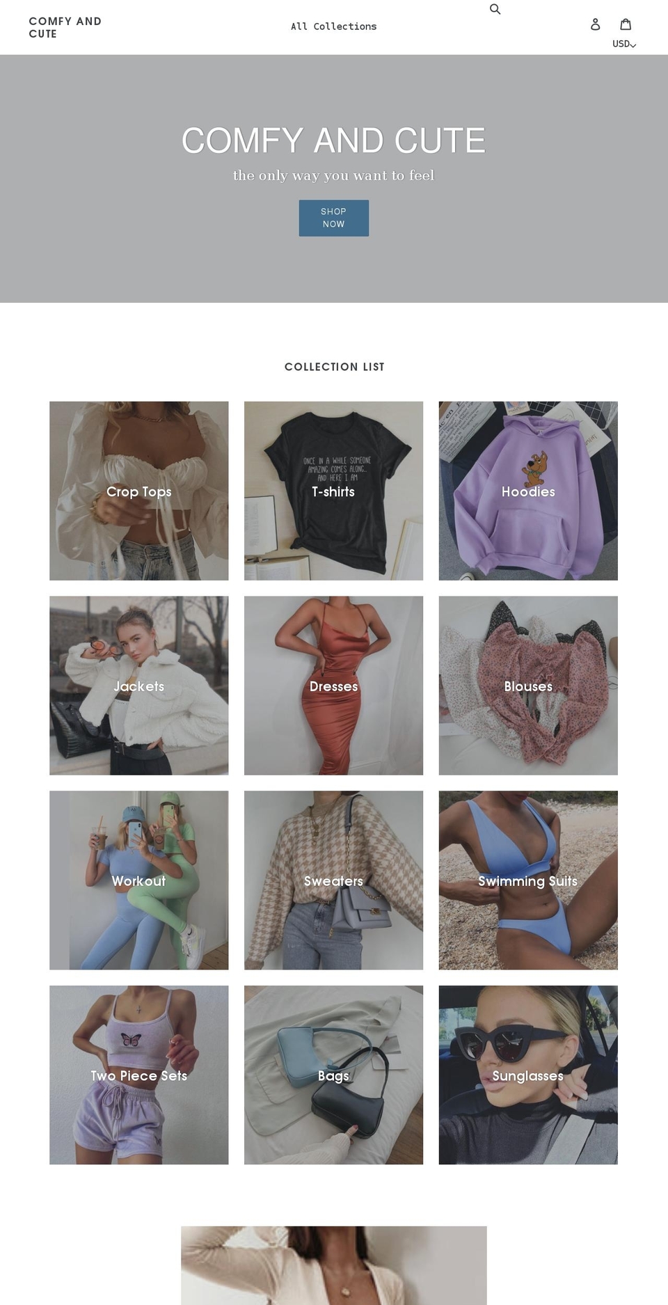 comfyandcute.shop shopify website screenshot