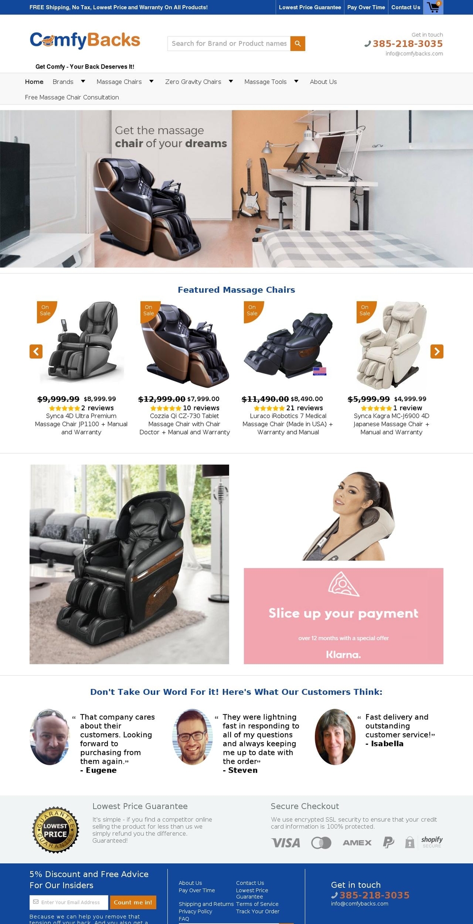 comfybacks.com — Shopify storefront screenshot
