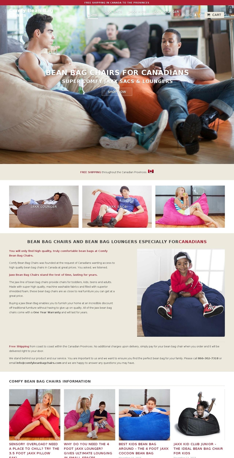 comfybeanbags.ca shopify website screenshot