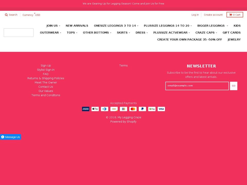 comfychicleggings.com — Shopify storefront screenshot
