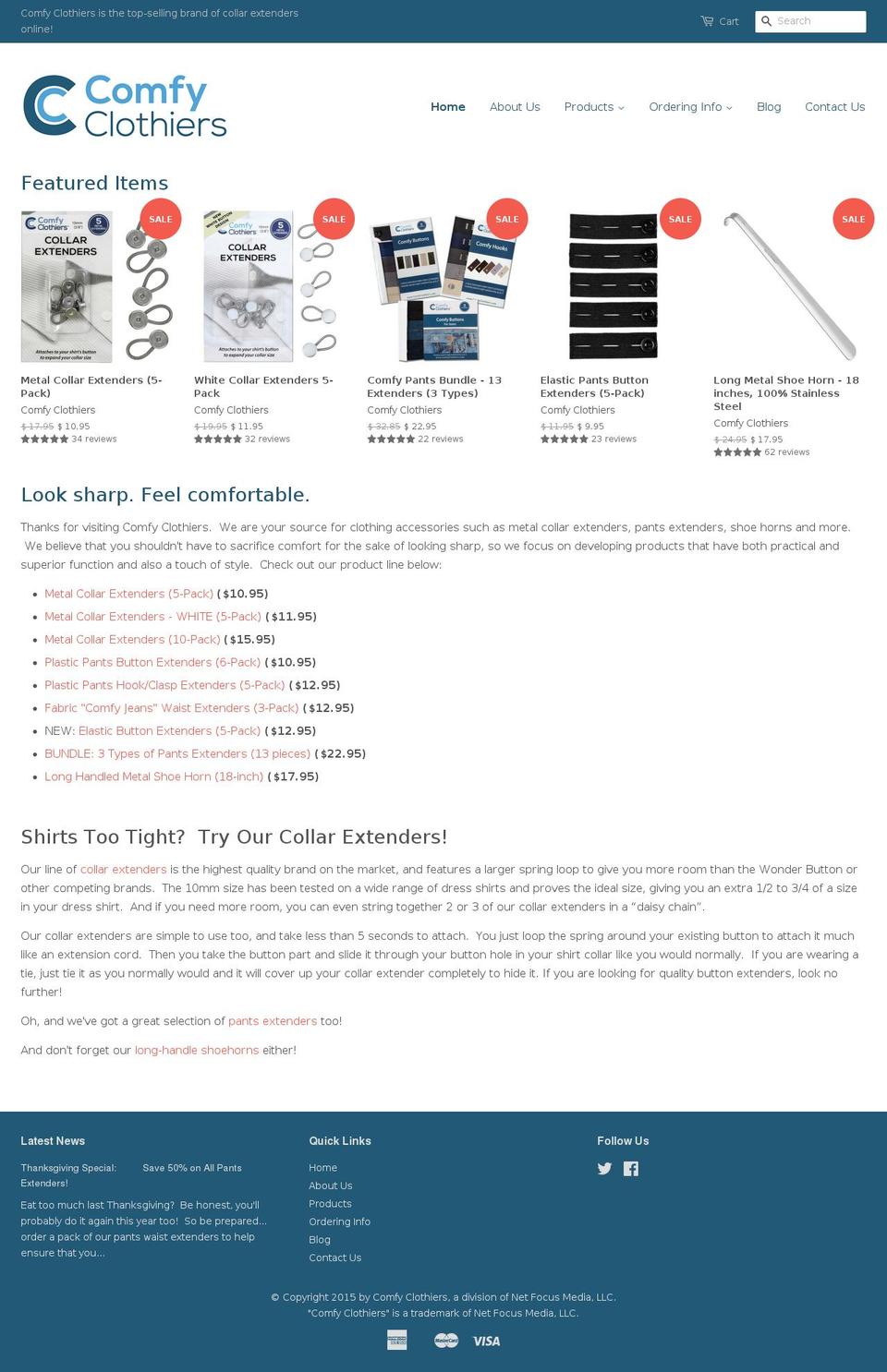 comfyclothiers.com shopify website screenshot