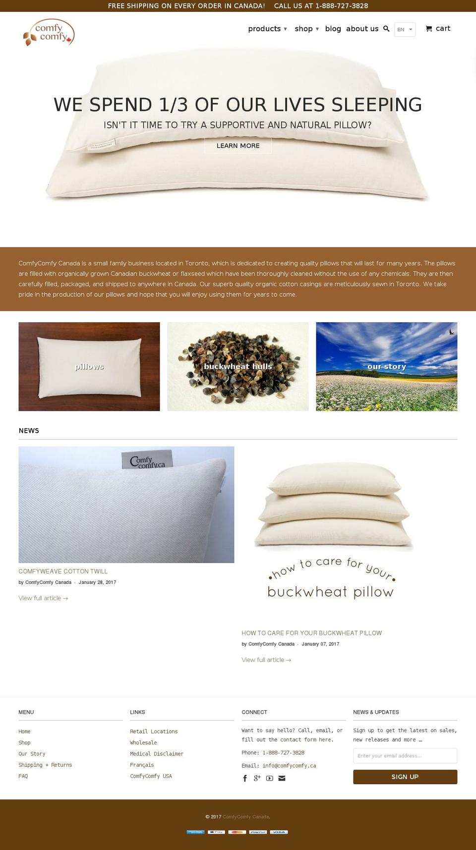 comfycomfy.ca shopify website screenshot