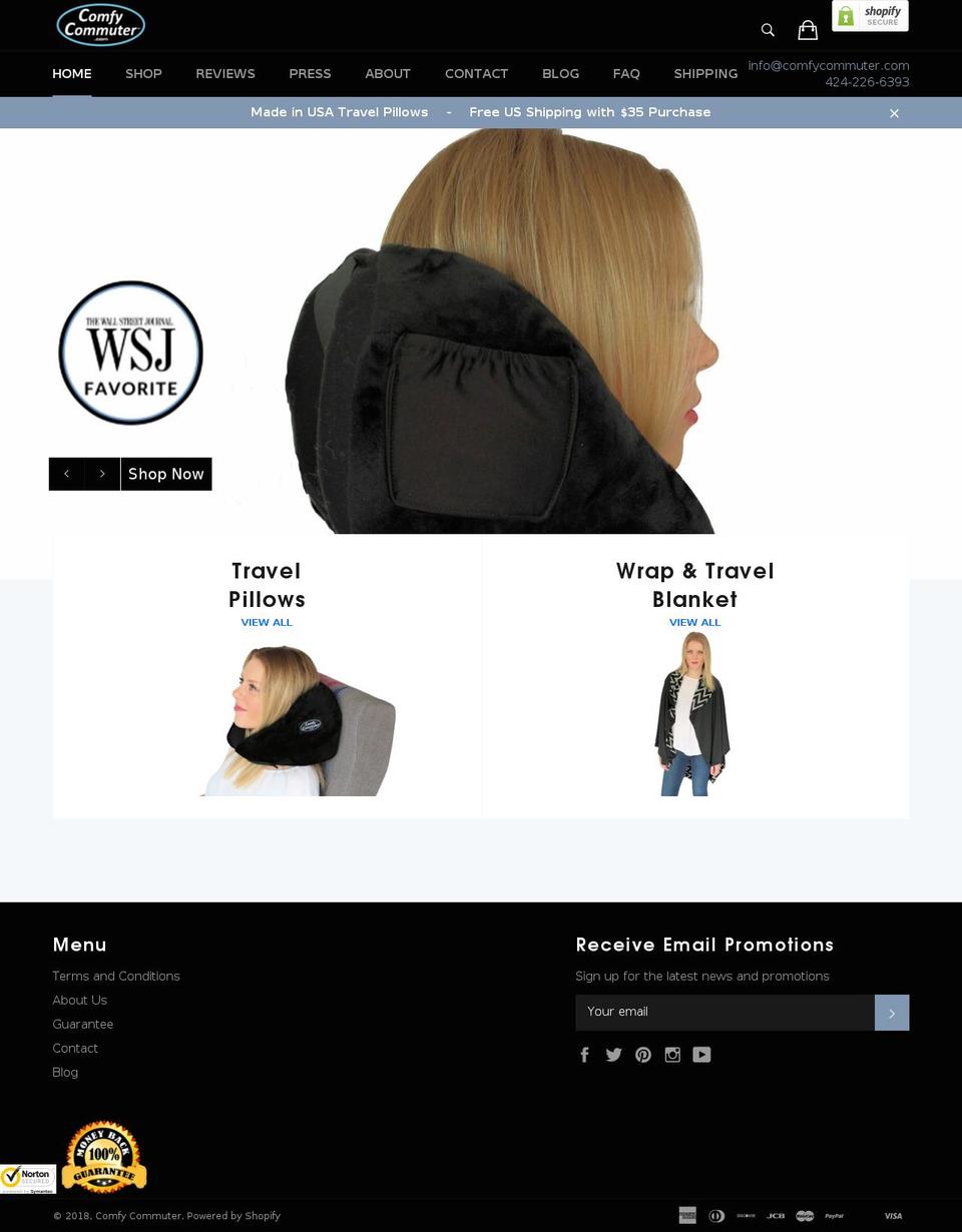 comfycomuter.com shopify website screenshot