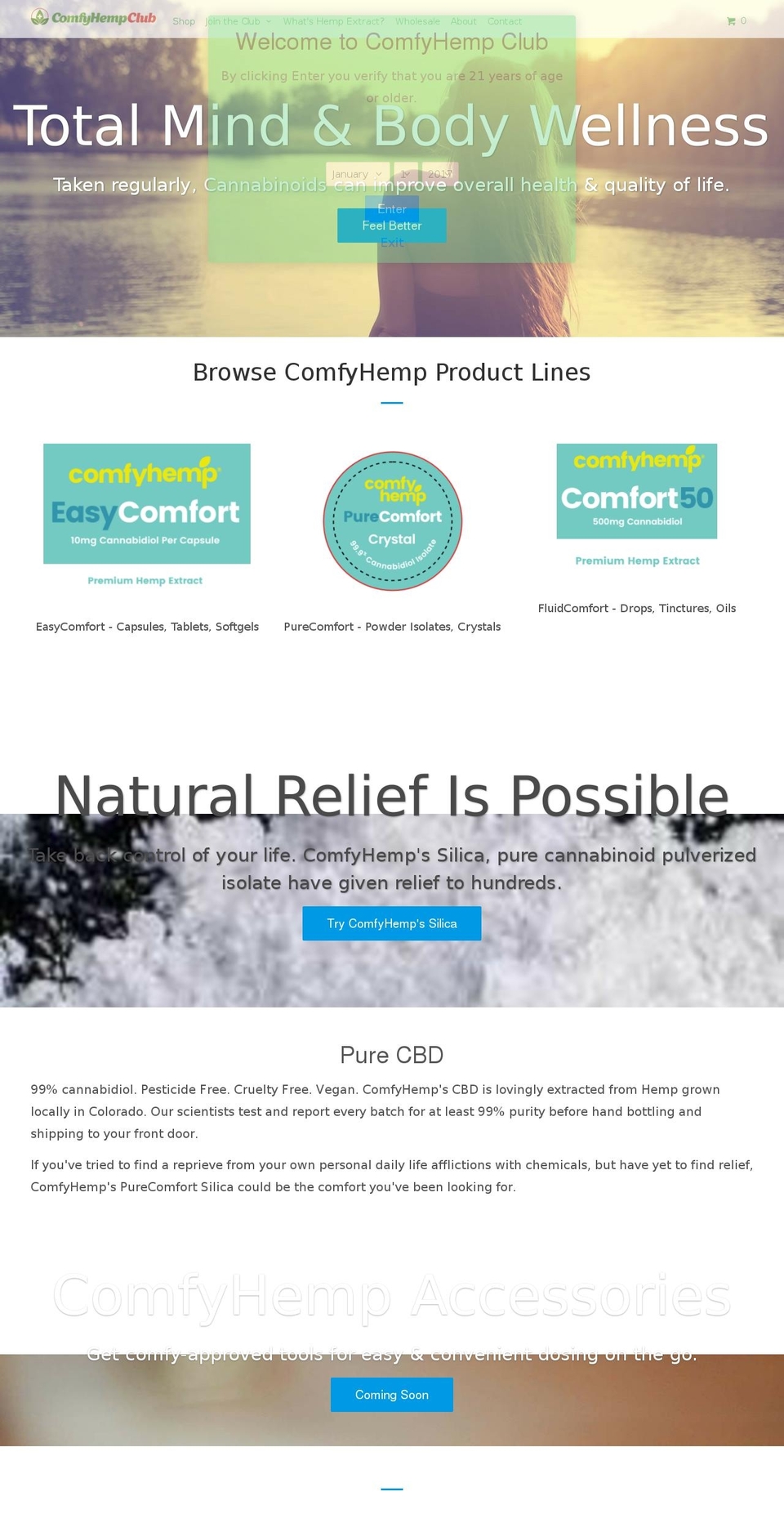 comfyhempclub.com shopify website screenshot