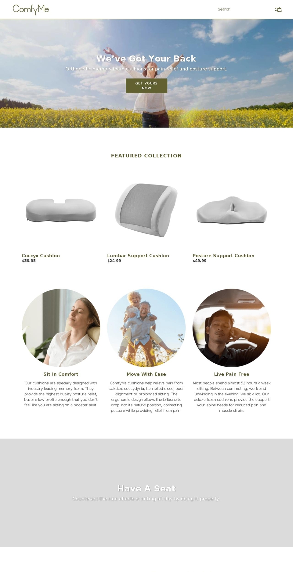 comfyme.net shopify website screenshot