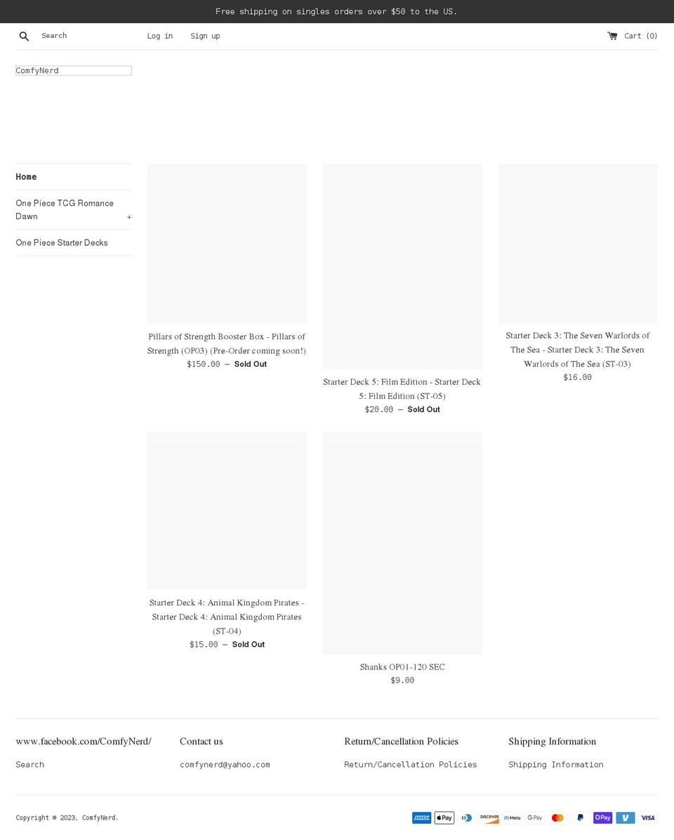 comfynerd.com shopify website screenshot