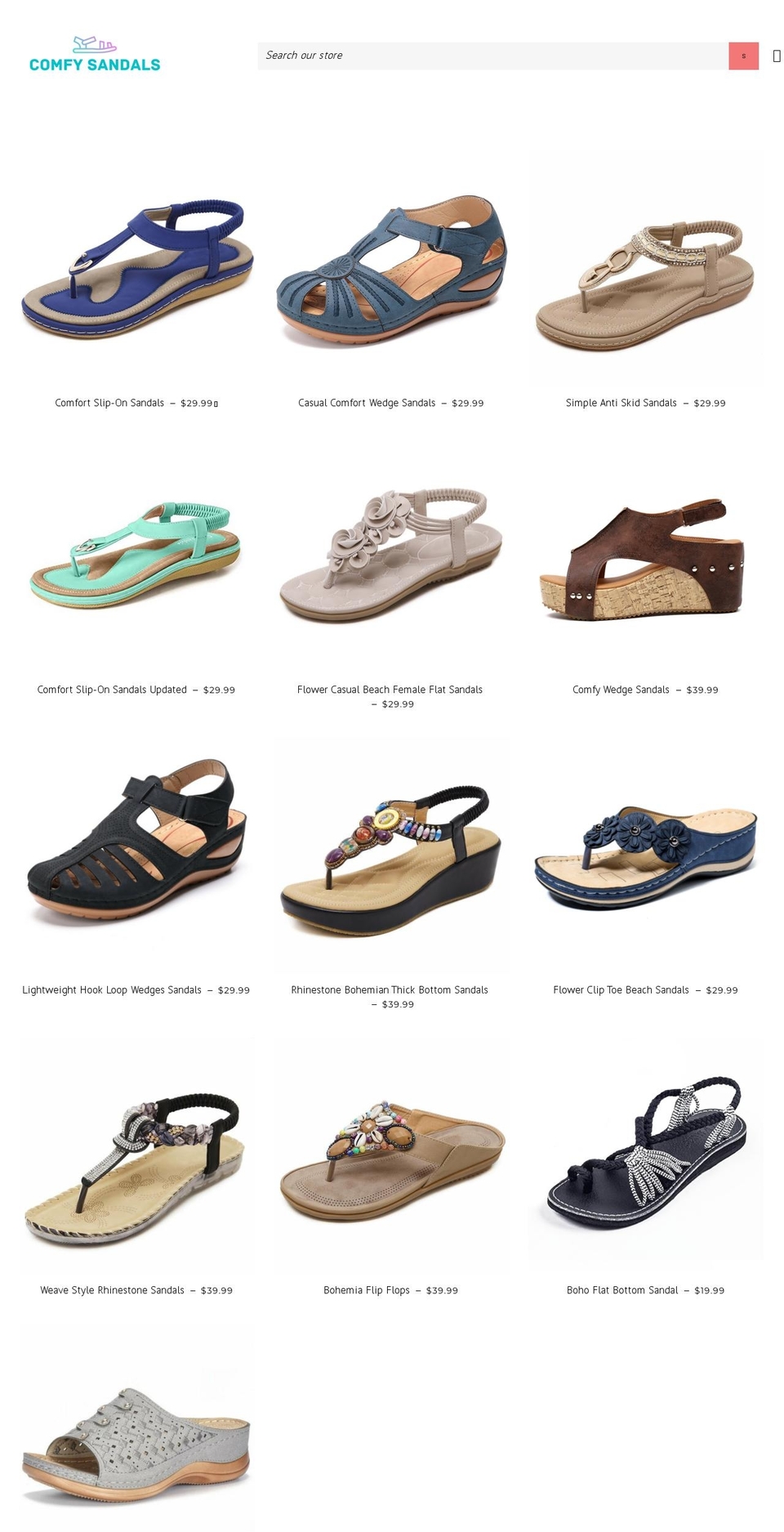 comfysandal.co shopify website screenshot