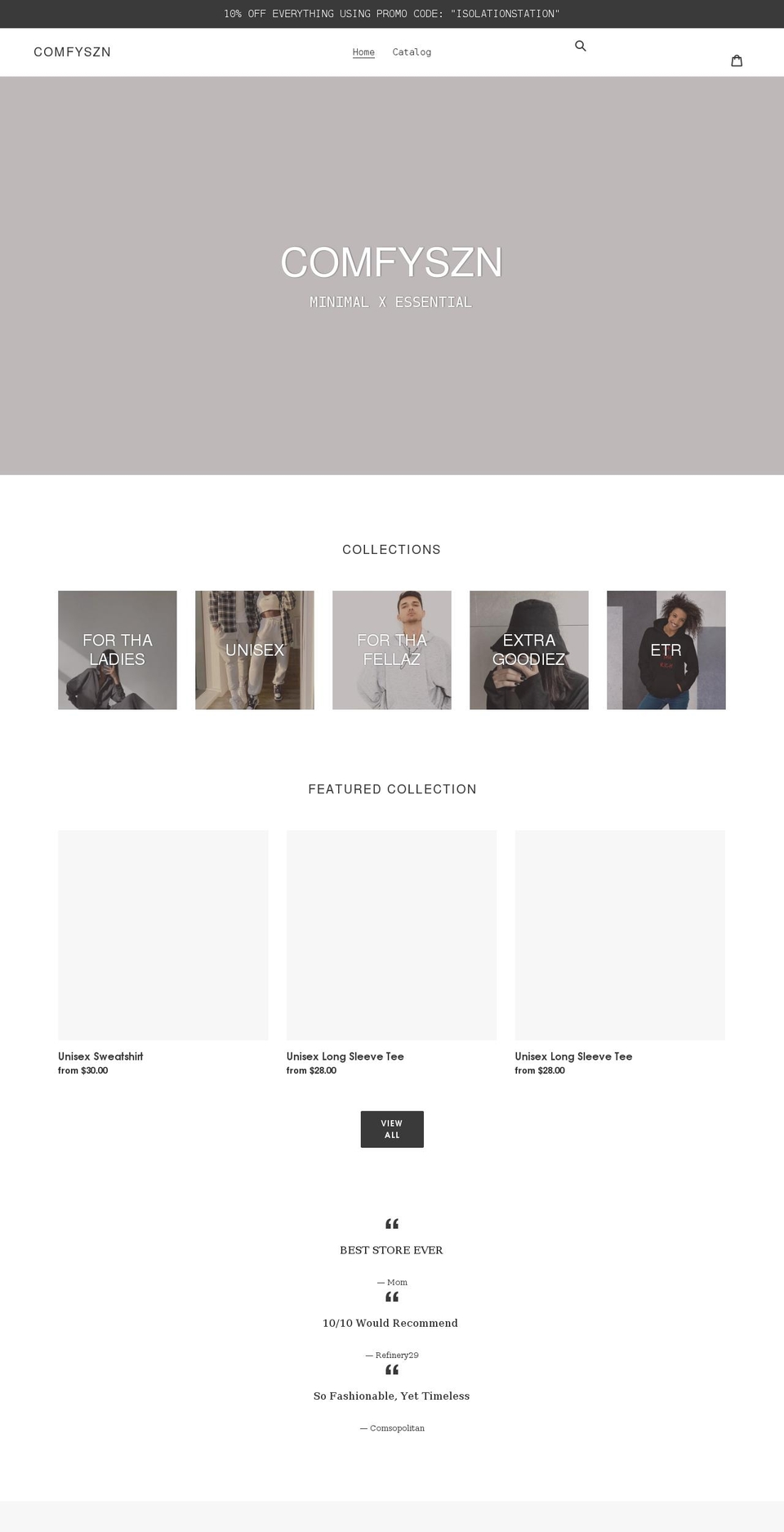 comfyszn.com shopify website screenshot