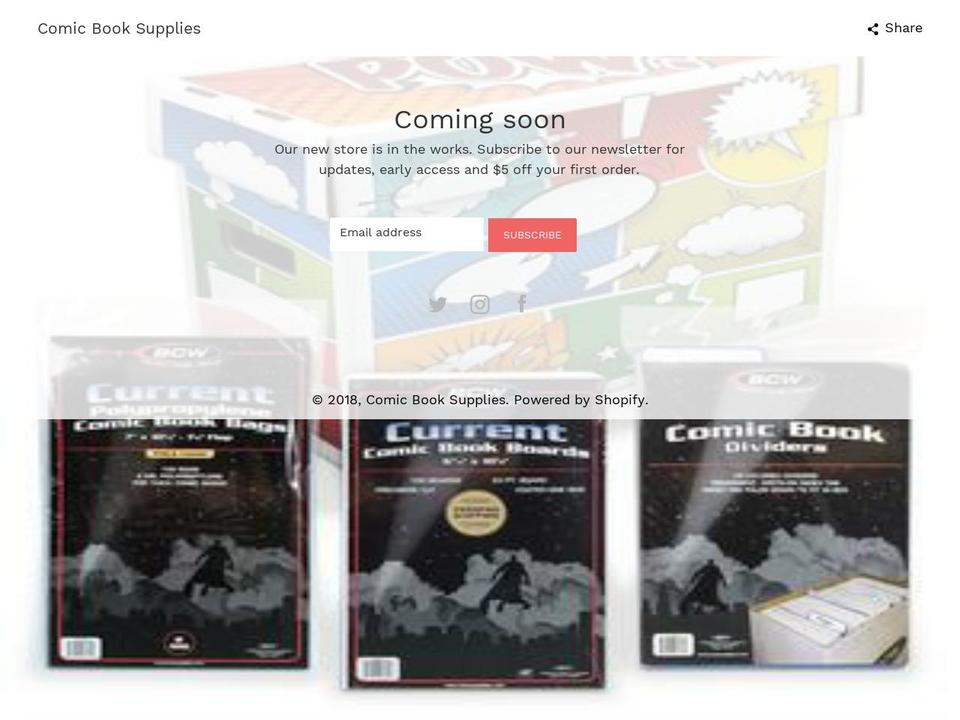 comic-book-supplies.com shopify website screenshot