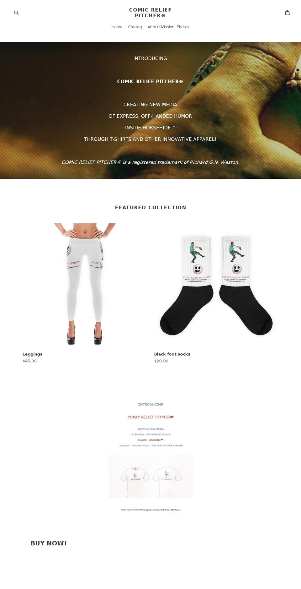 comic-relief-pitcher.com shopify website screenshot