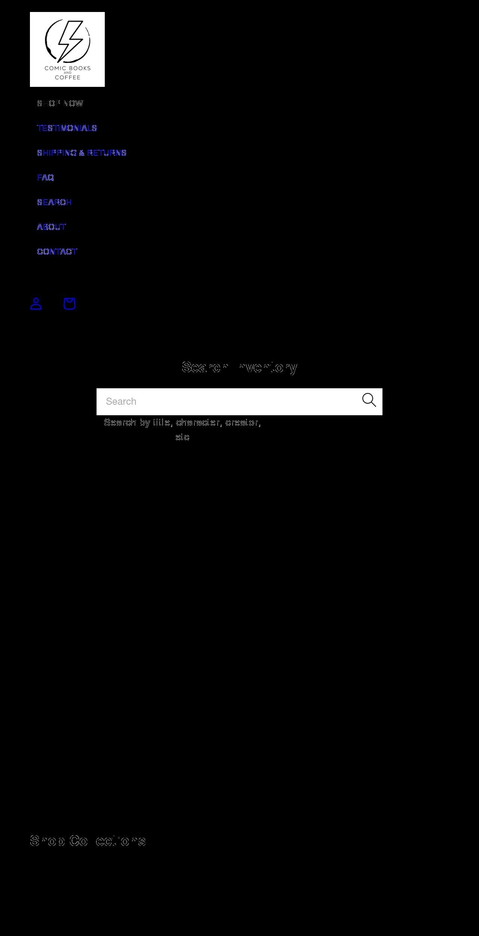 comicbooksandcoffee.net shopify website screenshot
