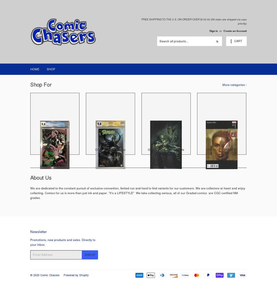 comicchasers.com shopify website screenshot