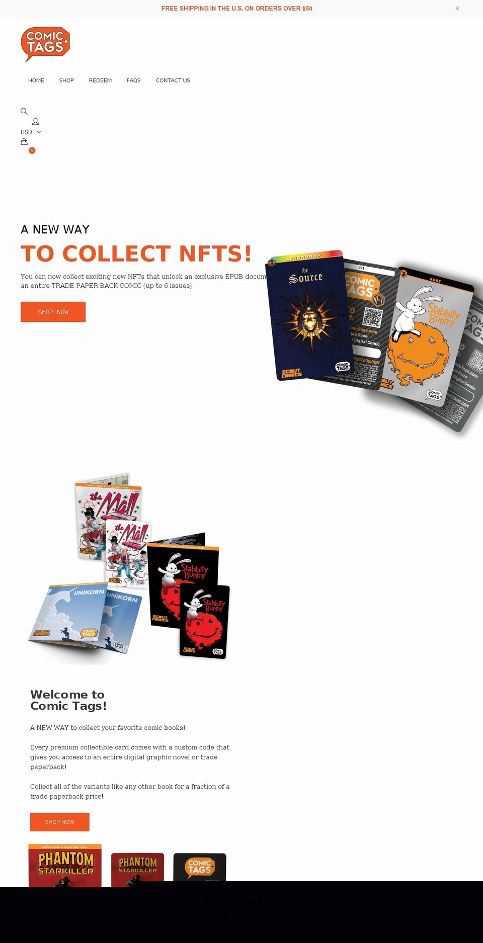 comictags.com shopify website screenshot