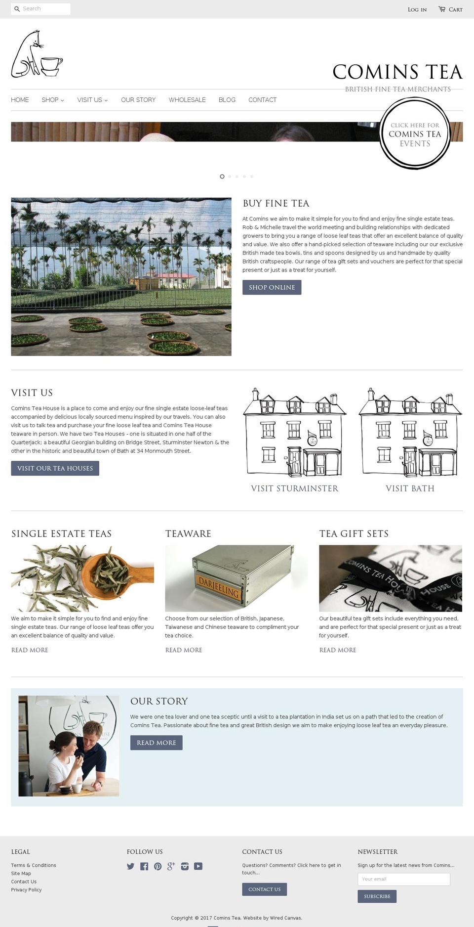 cominstea.com shopify website screenshot