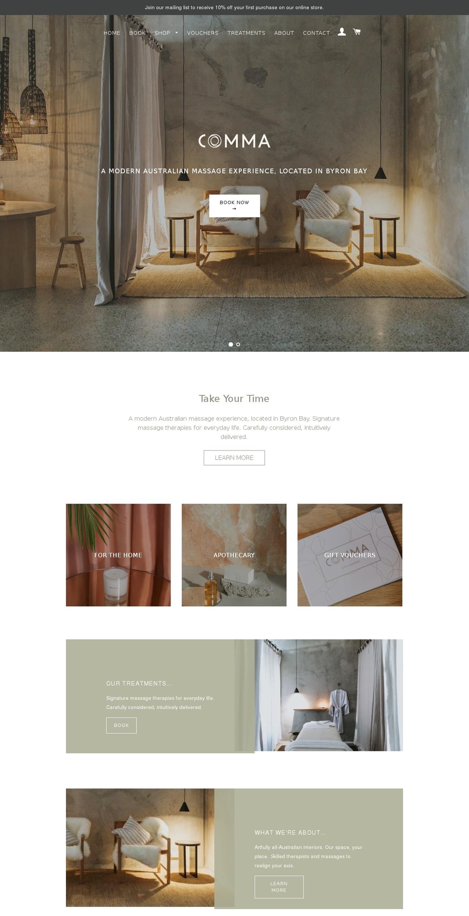 commabyron.com — Shopify storefront screenshot