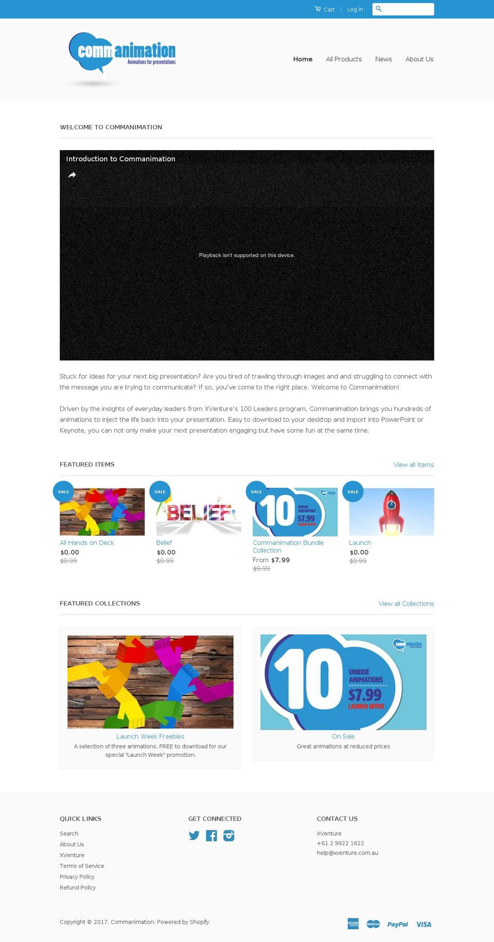 commanimation.com shopify website screenshot