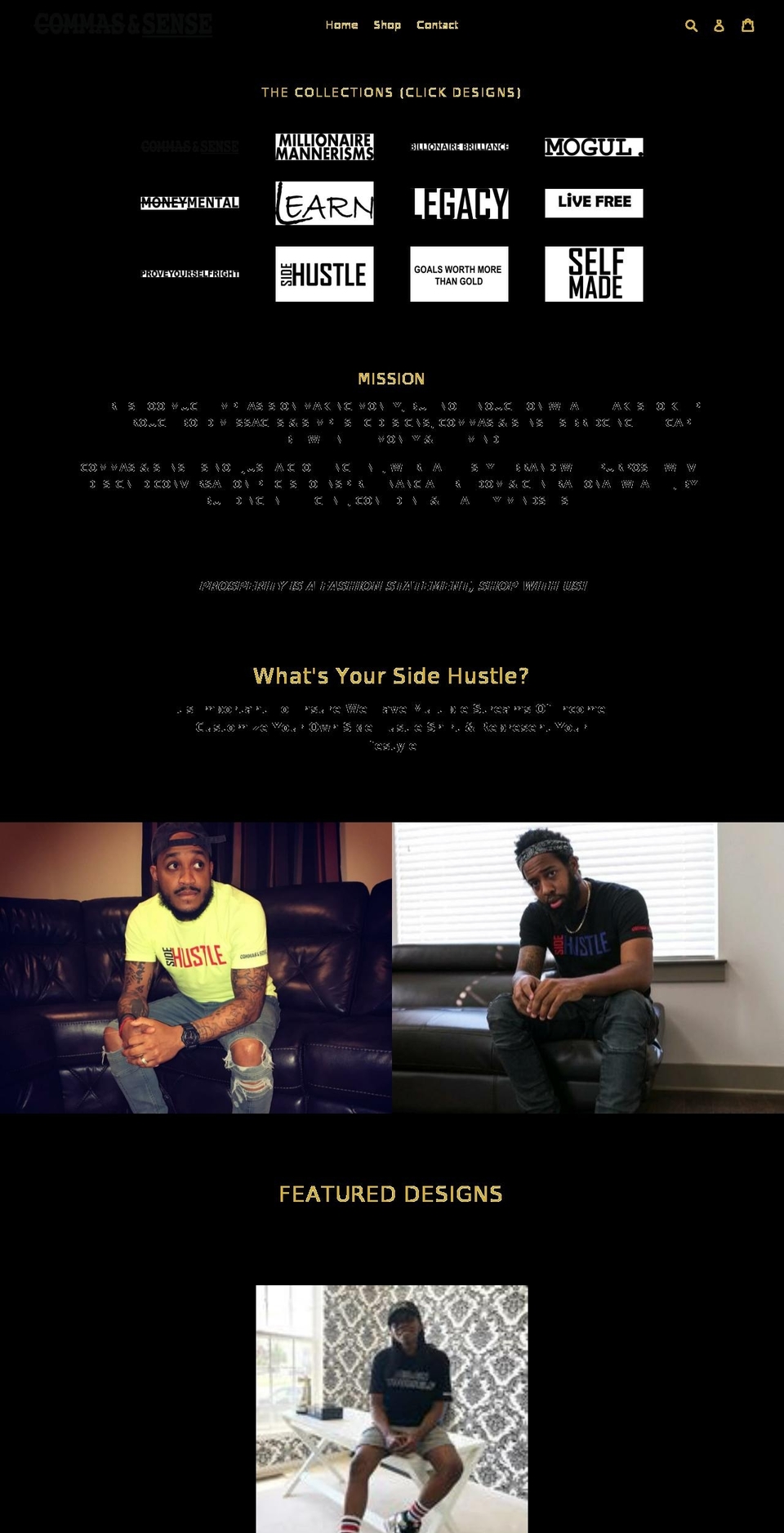 commasandsense.com shopify website screenshot