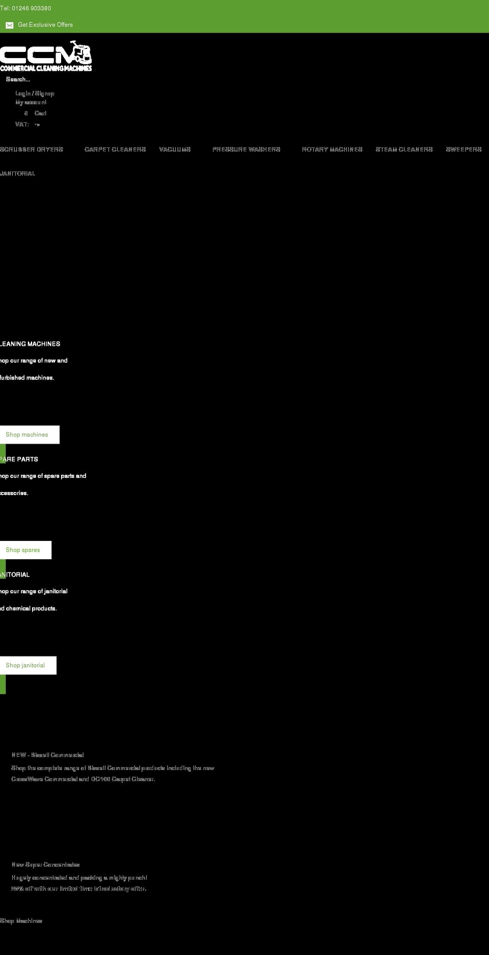 commercialcleaningmachines.co.uk shopify website screenshot